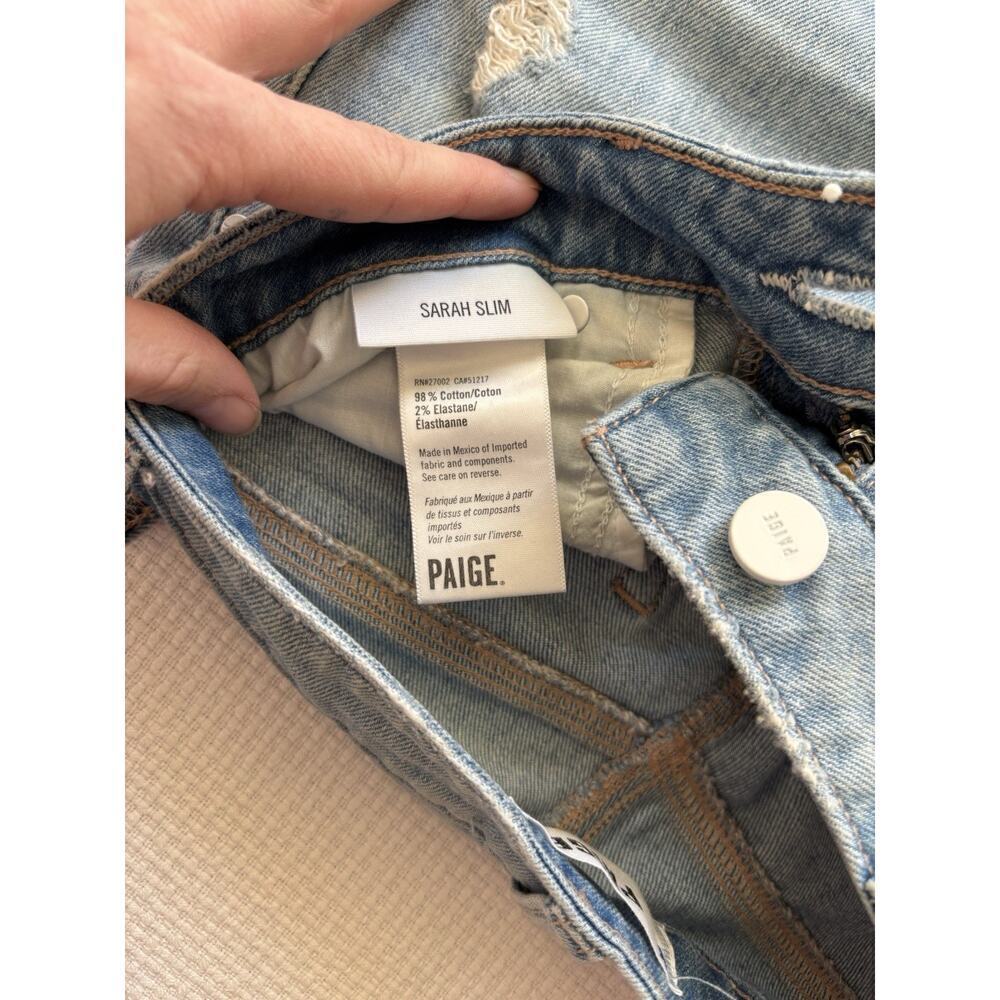 Paige Jeans 25 Sarah Slim Moka Distressed Raw Hem Classic Minimal Festival - Picture 8 of 13